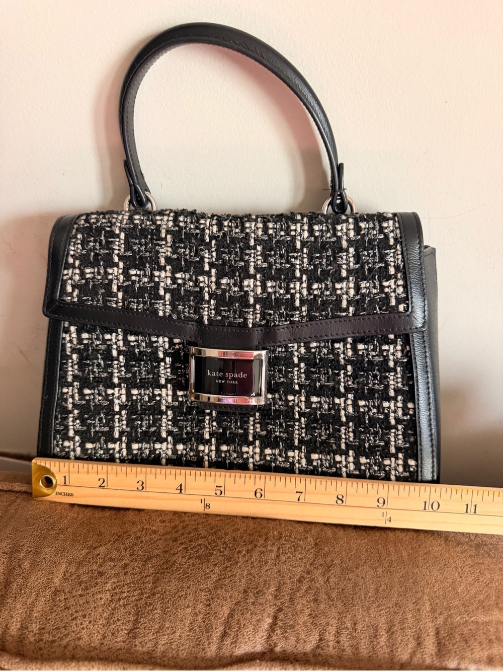 kate spade Black & White Tweed Top Handle Satchel